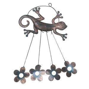 Sino Dos Ventos Lagartixa Flores Decoraçao Janela Varanda Quintal Jardim Enfeite Ambiente Externo Id