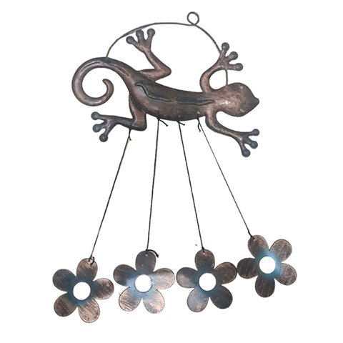 Sino Dos Ventos Lagartixa Flores Decoraçao Janela Varanda Quintal Jardim Enfeite Ambiente Externo Id