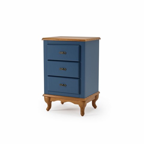 Mesa de Cabeceira 3 Gavetas Quarto Mdf Madeira Azul Petróleo - Imbuia