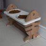 Comedouro Bebedouro Duplo Pet Mdf Gato Espinha de Peixe Ajustável - 5