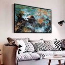 Ver imagem 1 de Quadro Decorativo Pincelada Moderna Luxo  em Moldura Caixa TaColado Moldura Trad 1cm Madeira Escura 