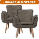 Ver imagem 2 de Kit 2x Poltronas Opala para Sala Cadeira Elegante com Apoio de Braço em Veludo - Sentô Capuccino
