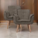 Ver imagem 1 de Kit 2x Poltronas Opala para Sala Cadeira Elegante com Apoio de Braço em Veludo - Sentô Capuccino