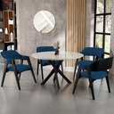 Ver imagem 2 de Cadeira para Sala de Jantar Estar Living Estofada Suran L02 Preto Suede Azul Marinho - Lyam Decor