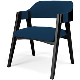 Cadeira para Sala de Jantar Estar Living Estofada Suran L02 Preto Suede Azul Marinho - Lyam Decor - 1