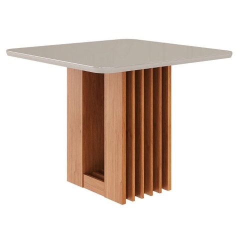 Mesa de Jantar Tampo Quadrado 95x95x76,2cm Cinamomo/off White Ariela Tampo Mdf/vidro