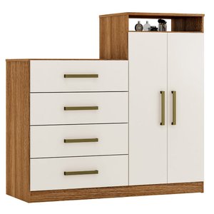 Cômoda 2 Portas 4 Gavetas Áurea Amêndola Touch Off White 4270 Demóbile