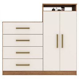 Cômoda 2 Portas 4 Gavetas Áurea Amêndola Touch Off White 4270 Demóbile - 2