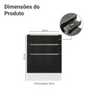 Ver imagem 2 de Balcão de Cozinha 60 Cm 3 Gavetas (sem Tampo) Branco/preto Lux Madesa