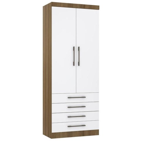 Guarda Roupa Modulado 90cm 2 Portas 4 Gavetas Delphi Avelã/branco L01 - Mpozenato