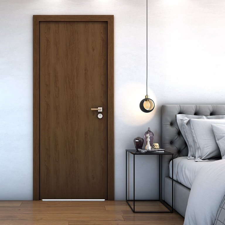 Porta de Madeira Bater Lisa U.v Rubi 210cmx90cm - Imbuia