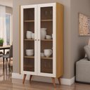 Ver imagem 4 de Sala de Estar Rack Cristaleira e Buffet Pés Madeira 100% Mdf Cor:cinamomo com White Laca Frisado