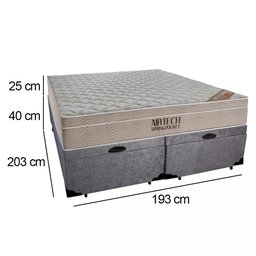 Cama Box Baú King Suede Bipartido + Colchão Ortobom Airtech Molas Ensacadas 193x203x65 Cor:cinza - 3