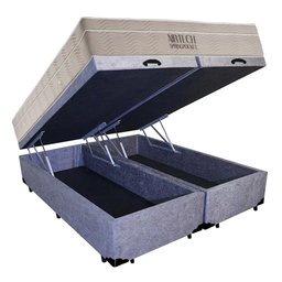 Cama Box Baú King Suede Bipartido + Colchão Ortobom Airtech Molas Ensacadas 193x203x65 Cor:cinza - 6