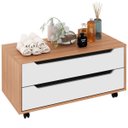 Ver imagem 1 de Balcão para Gabinete de Banheiro 2 Gavetas e Rodízios Amêndoa/Branco