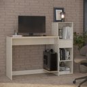 Ver imagem 1 de Conjunto de Escritório 2 Peças Smart Office Mesa e Armário Livreiro - Off White e Cedro