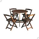 Ver imagem 1 de Conjunto Dobrável Prático Mesa Redonda Com 4 Cadeiras Imbuia