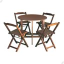 Ver imagem 3 de Conjunto Dobrável Prático Mesa Redonda Com 4 Cadeiras Imbuia
