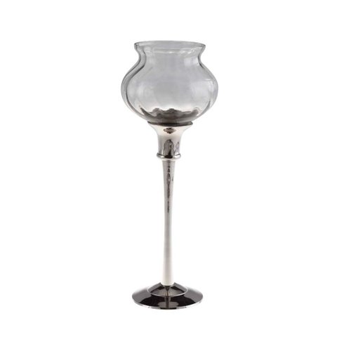 Castiçal em Vidro e Metal A23 cm