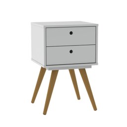 Mesa de Cabeceira 2 Gavetas Retrô 50 Branco - 3