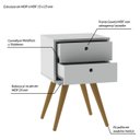 Ver imagem 6 de Mesa de Cabeceira 2 Gavetas Retrô 50 Branco