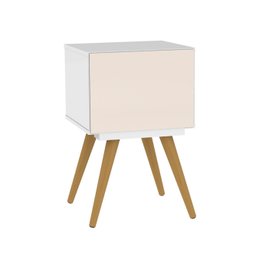 Mesa de Cabeceira 2 Gavetas Retrô 50 Branco - 7