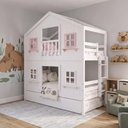 Ver imagem 2 de Treliche Infantil Casinha Dos Sonhos com Escada Fixa e Rodízios Branco e Rosa