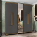 Ver imagem 1 de Guarda-Roupa Casal 5 Portas com Espelho e Sapateira com 3 Gavetas Munique Rv Móveis Cinamomo