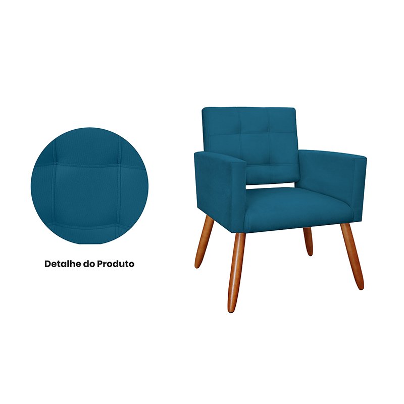 Poltrona Decorativa Camila Pés Palito Suede Azul Marinho - Sheep Estofados - Azul escuro - 3