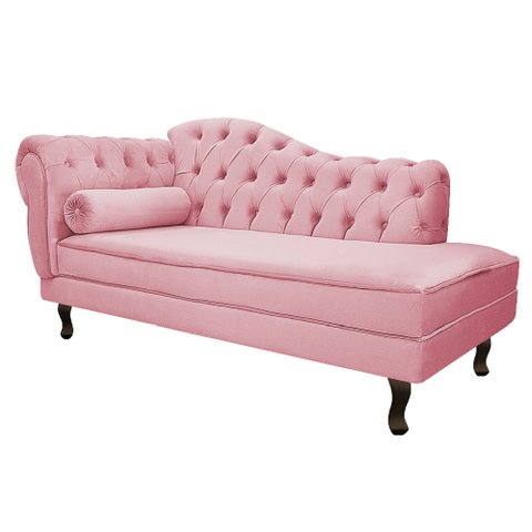 Diva Recamier Diana 185cm Lado Direito Suede - ADJ Decor - Rosa Bebê