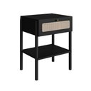 Ver imagem 1 de Mesa de Cabeceira para Quarto com Tela Sintética e Gaveta Cor:nero