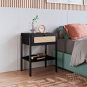 Ver imagem 2 de Mesa de Cabeceira para Quarto com Tela Sintética e Gaveta Cor:nero