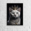 Ver imagem 2 de Quadro Decorativo Gato Branco Com Coroa 24x18cm - com vidro:Madeira branca