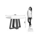 Ver imagem 2 de Mesa P/ Cozinha Lins Sc130 C/ Tampo Madeirado C/ Vidro Redondo 140x140cm Nature/off White - Henn