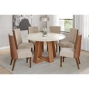Ver imagem 5 de Mesa P/ Cozinha Lins Sc130 C/ Tampo Madeirado C/ Vidro Redondo 140x140cm Nature/off White - Henn