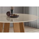 Ver imagem 3 de Mesa P/ Cozinha Lins Sc130 C/ Tampo Madeirado C/ Vidro Redondo 140x140cm Nature/off White - Henn
