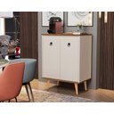 Ver imagem 2 de Buffet / Balcão Dr Estilo Retrô com Pés em Madeira Maciça 2 Portas Cor Off White / Freijó Jm