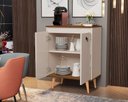 Ver imagem 4 de Buffet / Balcão Dr Estilo Retrô com Pés em Madeira Maciça 2 Portas Cor Off White / Freijó Jm