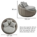 Ver imagem 3 de Poltrona Decorativa Safira Base Giratoria Boucle e Courino Tce 1018 Tcs 726 Moll