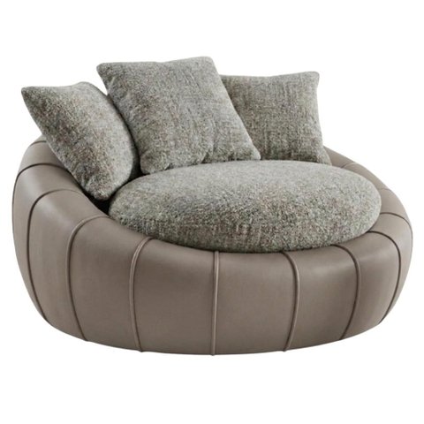 Poltrona Decorativa Safira Base Giratoria Boucle e Courino Tce 1018 Tcs 726 Moll
