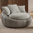 Ver imagem 2 de Poltrona Decorativa Safira Base Giratoria Boucle e Courino Tce 1018 Tcs 726 Moll