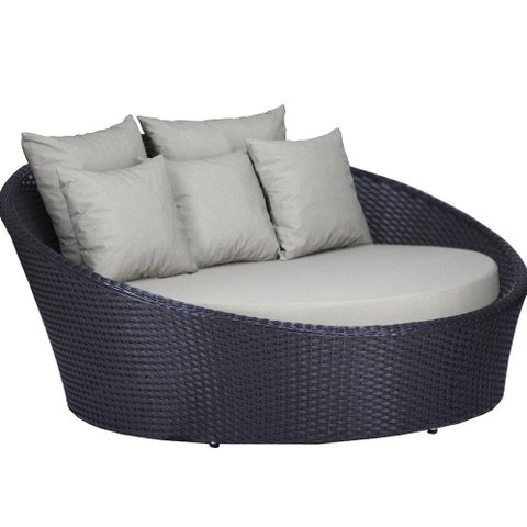 Chaise Sofá Livia para Varanda Jardim Piscina Trama Original Preto