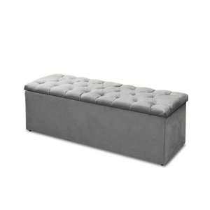 Baú Recamier Casal Suede Cinza 47x138x51