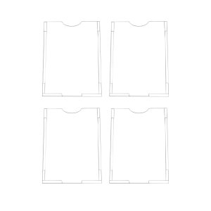 Kit com 4 Displays Acrílico A4 em Acrílico Cristal 2mm - Retrato - Abertura Topo
