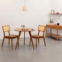 Ver imagem 1 de Conjunto Mesa de Jantar Square Laminada Tripé Redonda Natural - 88cm + 2 Cadeiras Lalá Encosto Palha