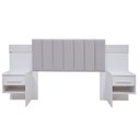 Ver imagem 2 de Cabeceira Casal 140cm Ripada 100% MDF Estofada Isis com 02 Mesas de Cabeceira Espresso Móveis