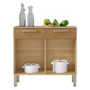 Ver imagem 3 de Balcão de Cozinha 90cm Nala 2 Portas 2 Gavetas Kits Paraná Freijó Supremo Ripado