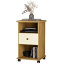 Ver imagem 2 de Mesa de Cabeceira com Rodízios 1 Gaveta 2 Nichos Mdp Gotto Mel/pérola