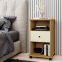 Ver imagem 5 de Mesa de Cabeceira com Rodízios 1 Gaveta 2 Nichos Mdp Gotto Mel/pérola