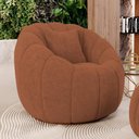 Ver imagem 1 de Poltrona Decorativa Estilo Concha Abóbora Shell Giratória Bouclê Terracota - Desk Design